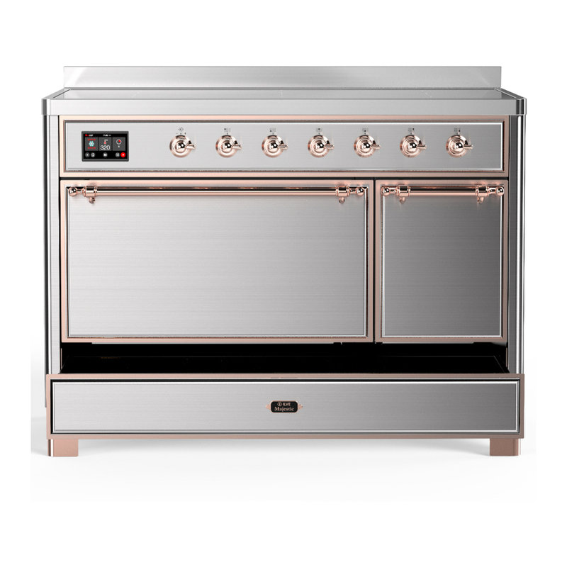 Majestic III Series 48 Inch Induction Range with 6 Induction Elements in Antique White (Chrome Trim), Stainless Steel, Copper