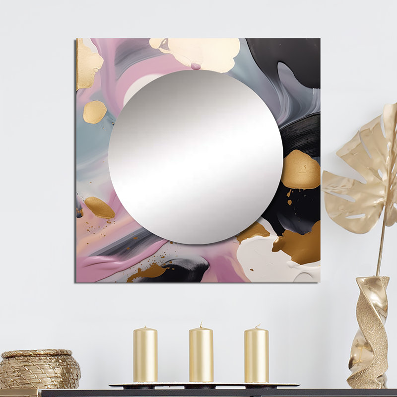 Nigula - Miroir décoratif carré en marbre abstrait pour chambre à coucher, 36 po x 36 po