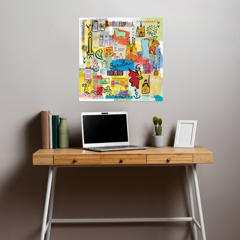 Voyage contemporain contemporain avec architecture, art de Barcelone, H 18 po x l 18 po