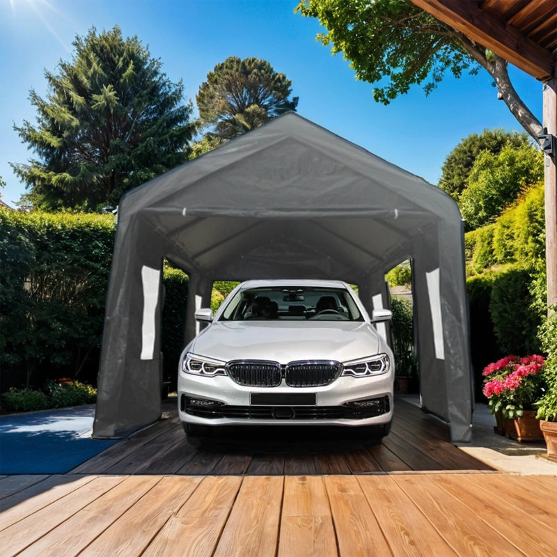 Abri de garage en polypropylène l 12 pi x P 20 pi, Gris