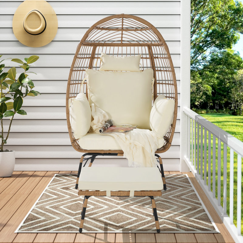 Wicker Egg Chair (Excluding The Table), Beige