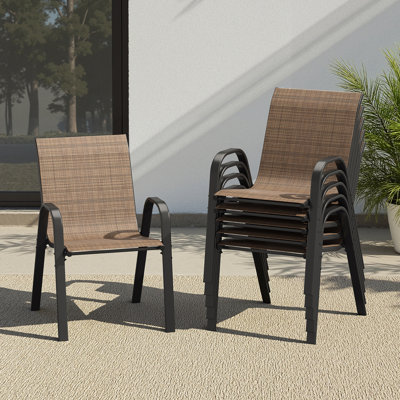 Stacking Patio Dining Armchair (Set of 6)