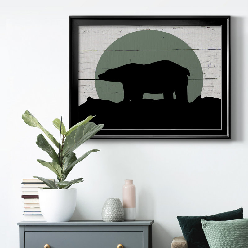 Ours de montagne, H 26,5 po x l 36,5 po x P 1 po, Cadre noir, Pas de tapis