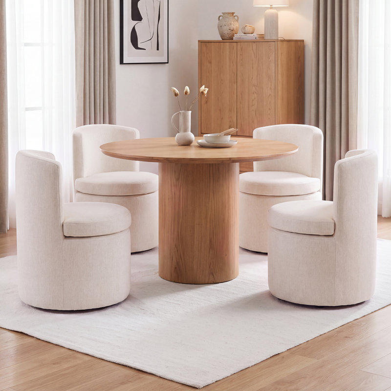 Chaises de salle à manger rembourrées de 4 pièces, White