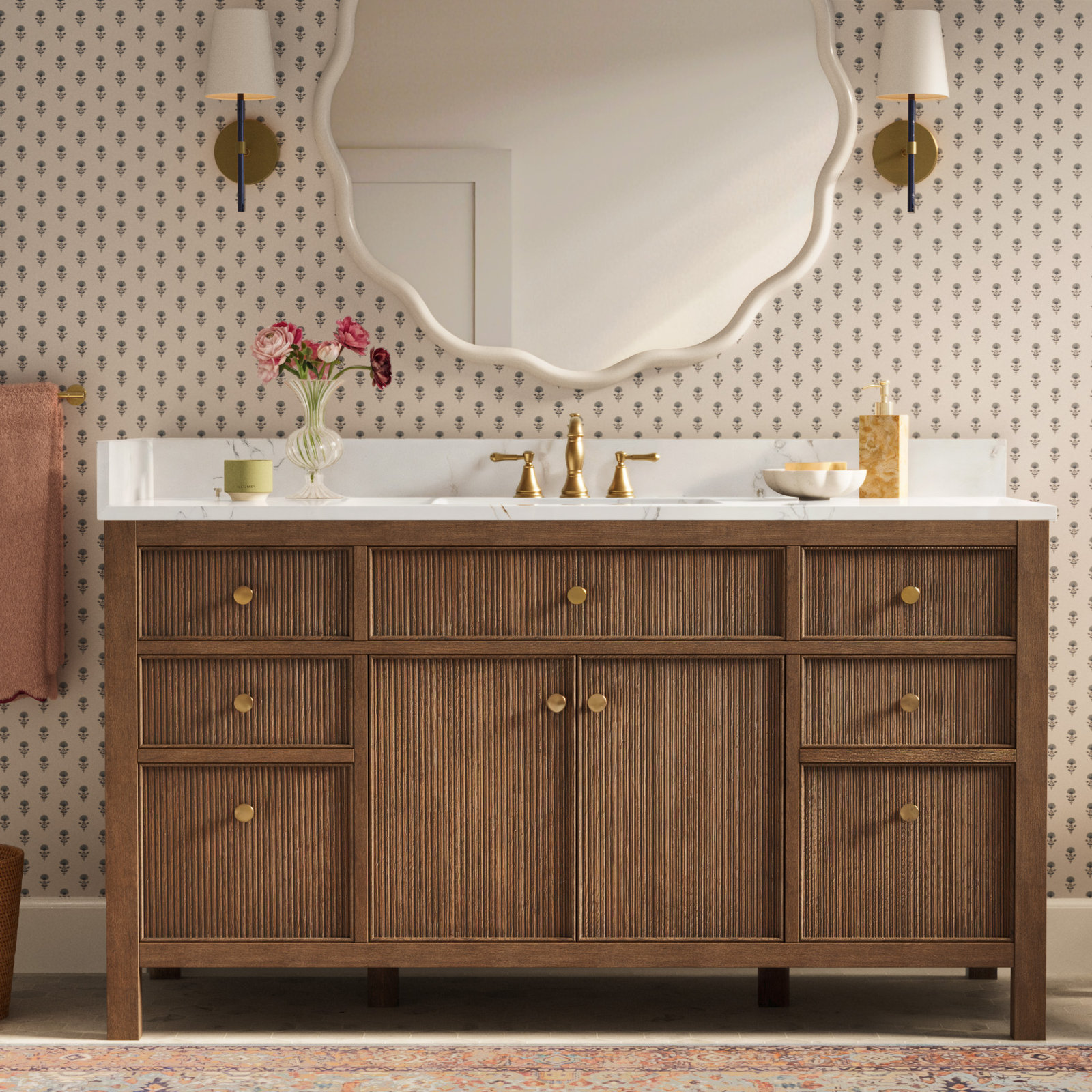 Single Light Dimmable Armed Sconce, Burnished Brass GBK