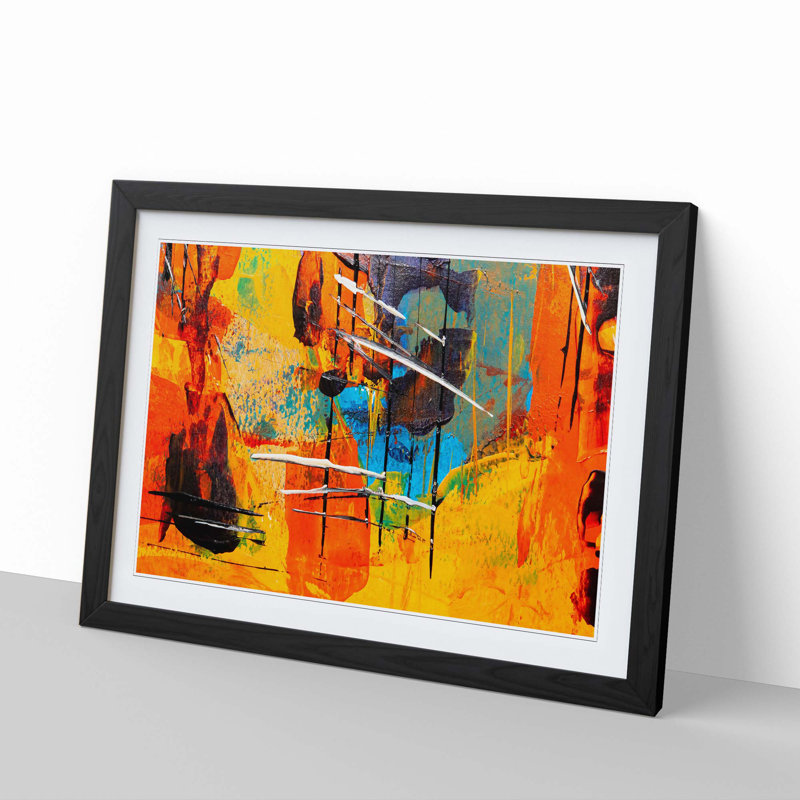 Abstract Art Painting Vol.474 by S.Johnson - Framed Print, Black Framed, 36cm H x 48cm W x 2cm D