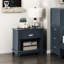 Table de chevet, tiroir et tablette bleu marine classique, aucun assemblage requis pour la décoration de chambre à coucher avec rangement inférieur-493645106