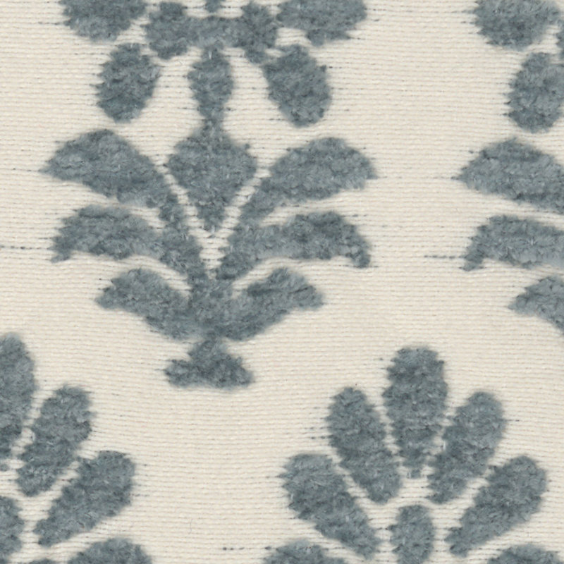 Francine Floral Chenille Fabric, Smoke Blue