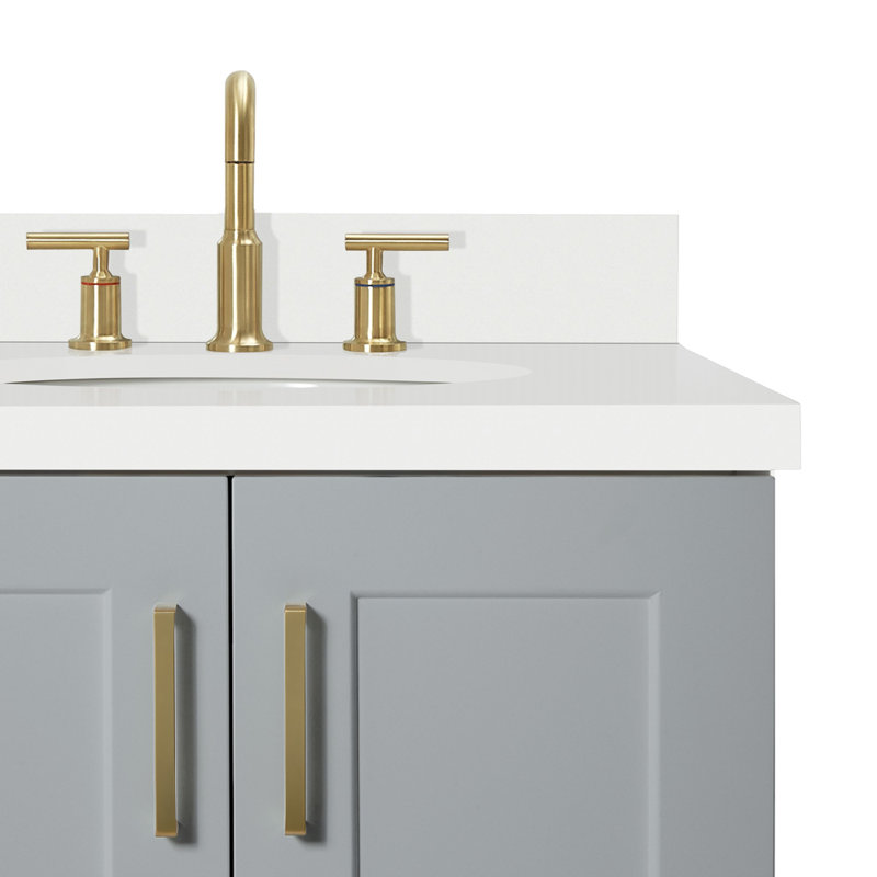 37 IN.  Single Bathroom Vanity, Gray, Oval, Right