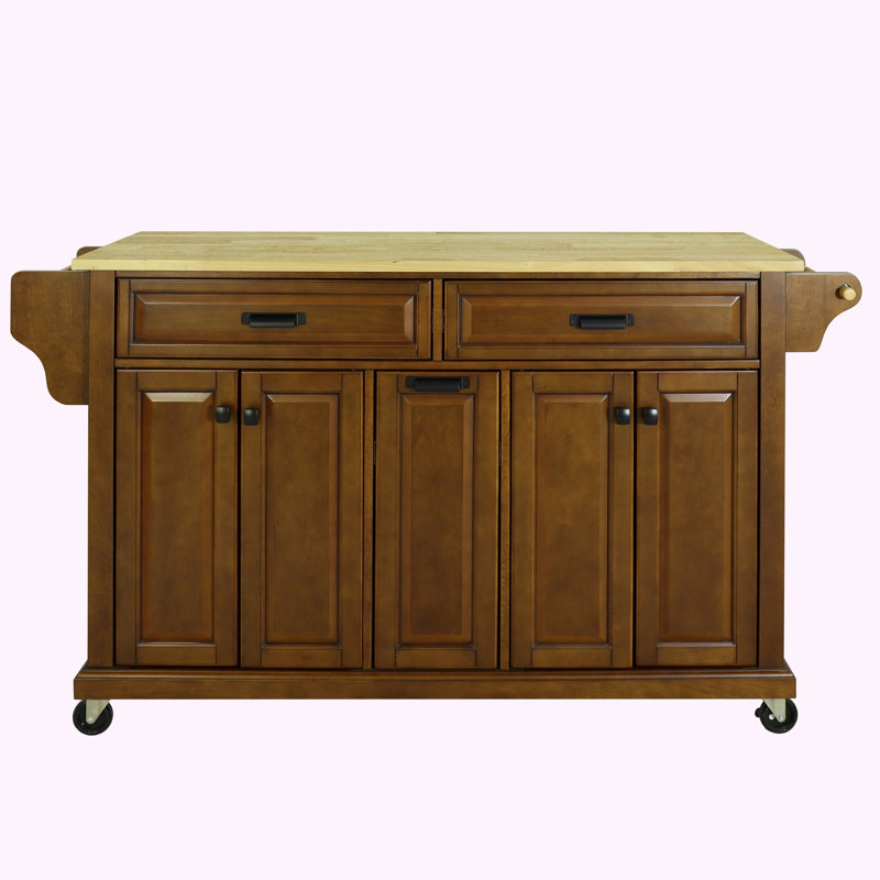 Jonah Solid Wood Top Kitchen Island, Mahogany