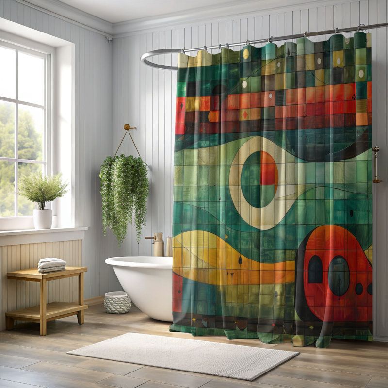 Joyful Train - Rideau de douche Premium, H 74 po x l 71 po