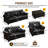 4-Piece Mid-Century Modern Chesterfield Living Room Set Upholstered Faux Leather Furniture Set-431880785
