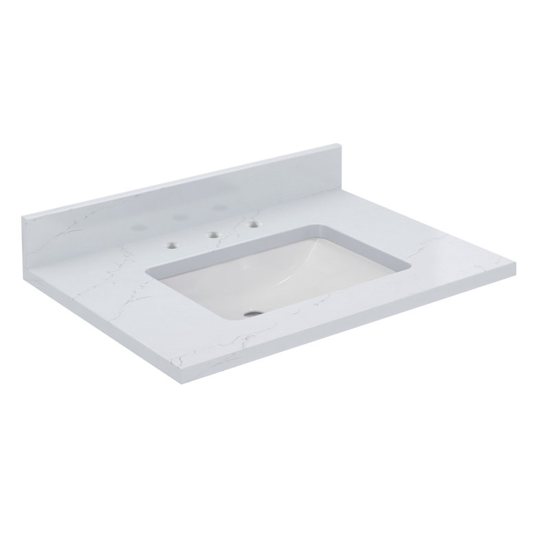 Windfresh White Quartz Vanity Top with Integrated Ceramic Basin