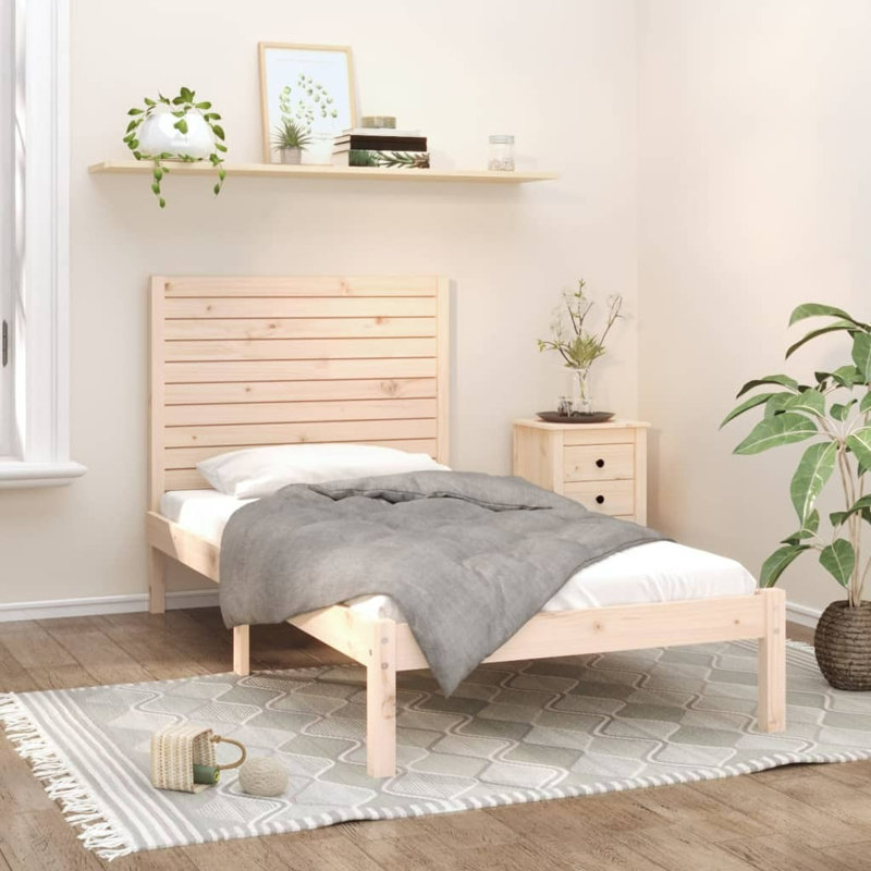 Bed Frame Solid Wood, Natural, European Kingsize (160 x 200 cm)