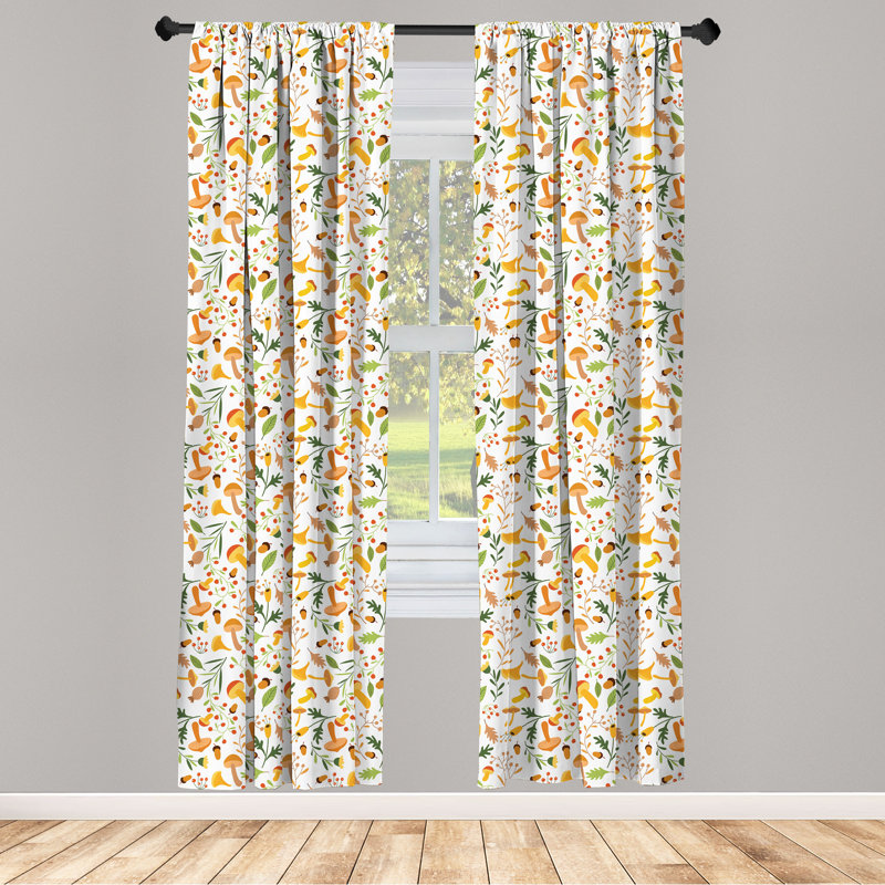 Acorn Floral Semi-Sheer Rod Pocket Curtain Panels, 28" x 63"