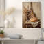 Tableau sur toile représentant un pain rustique et des épis de blé sur une table en bois-6247193