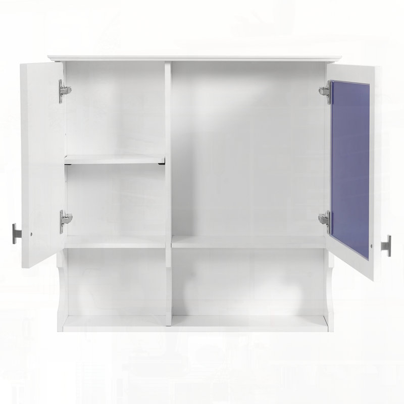 Wall Mounted Mirror Medicine Cabinet with Adjustable Shelf, White