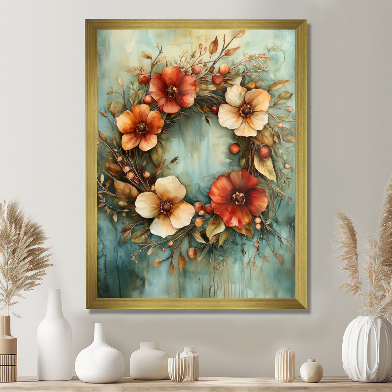 Garner - Floral Canvas Art Print, H 44 po x l 34 po, Reproduction encadrée sans passe-partout, Or