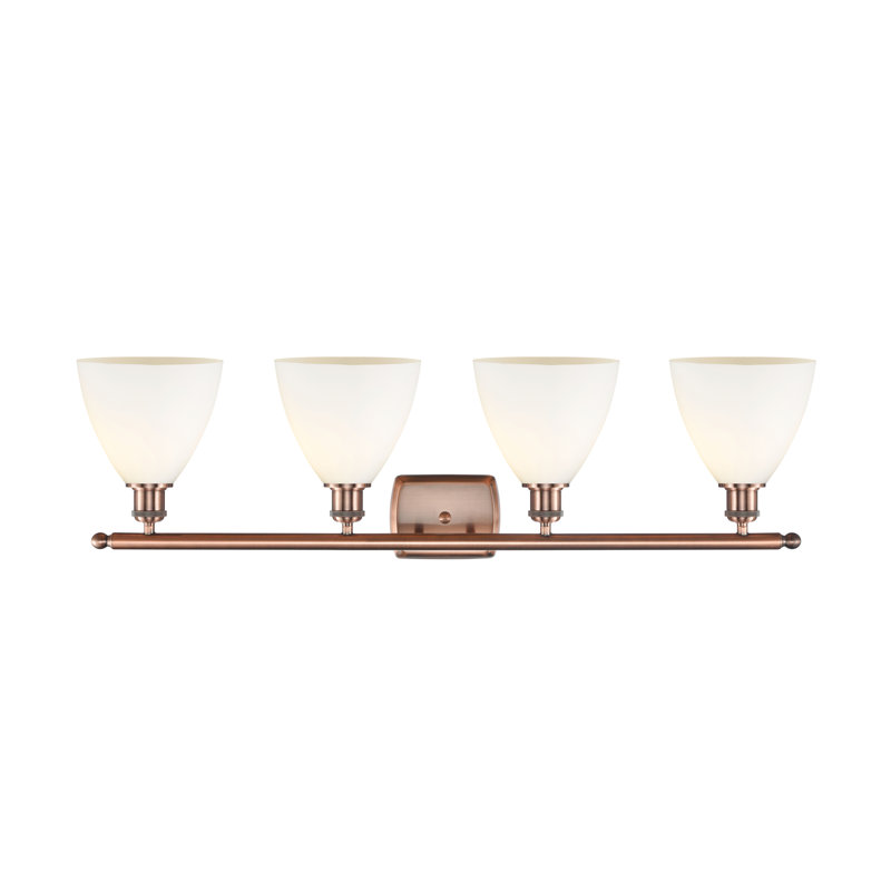 Éclairage pour meuble-lavabo 4 lumières Shauna, Blanc mat, Incandescente, Cuivre antique