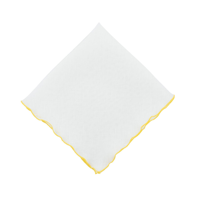 Linen Square Napkin, Off White/Yellow