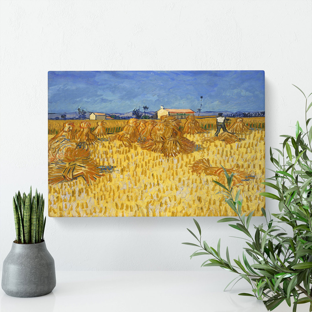Corn Harvest In Province by Vincent Van Gogh - Wrapped Canvas