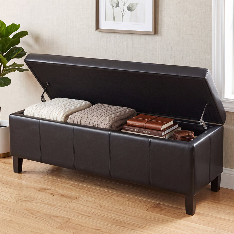 Repose-pieds avec rangement 51 po, 50,6 po x 15,9 po x 17,7 po, Noir