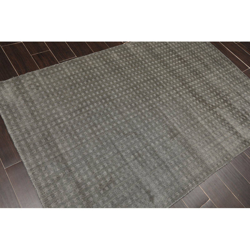 Tapis décoratif gris en laine Touffeté à la main hrayr, Rectangle 4 pi x 6 pi