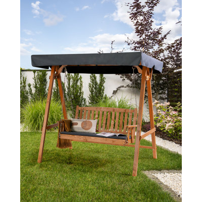 FIBBIALLA 2 Person Porch Swing with Stand and Cushions