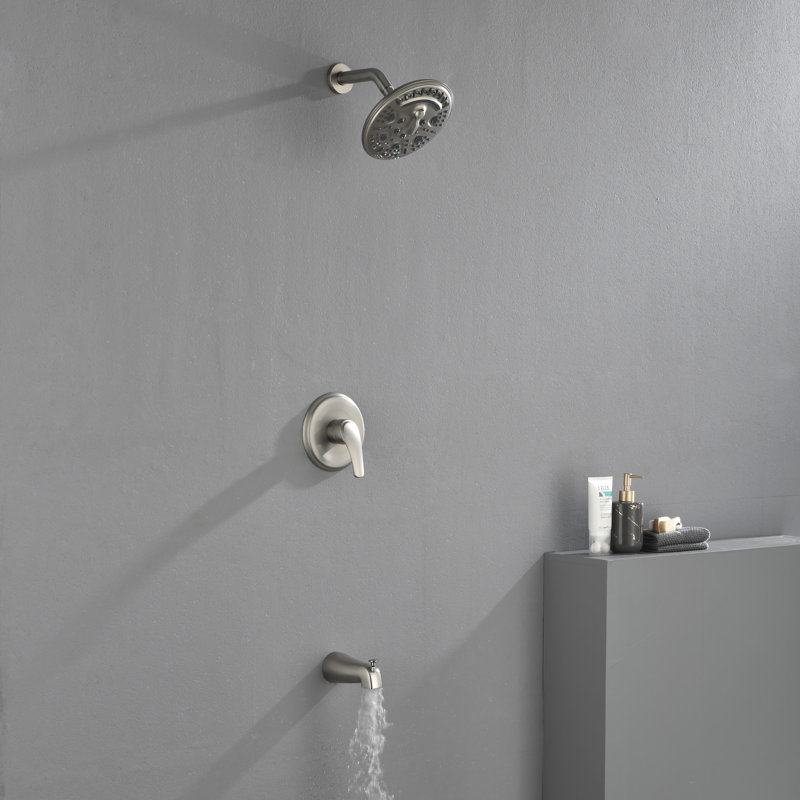 Pressure-Balanced (Temperature Control Only) Tub & Shower Faucet with Rough in-Valve, Brushed Nickel