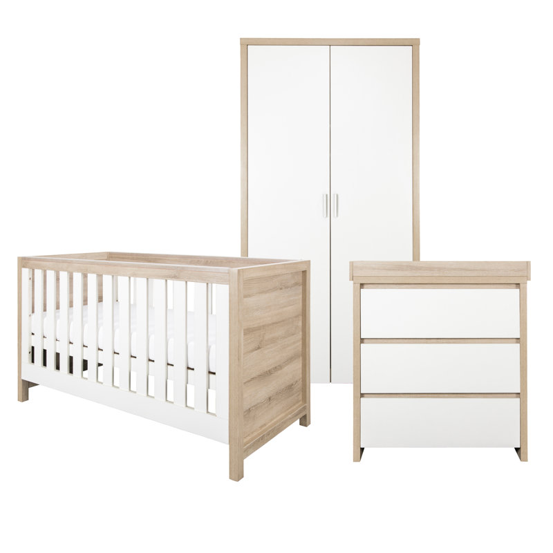 Tutti Bambini Modena 3-Piece Nursery Furniture Room Set, White/Oak