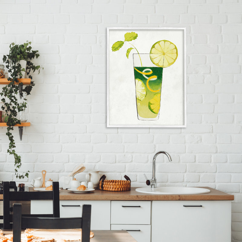 Giclée encadrée Summer Cocktail Lime Mint, design par Lorenzo Collective, H 20 po x l 16 po