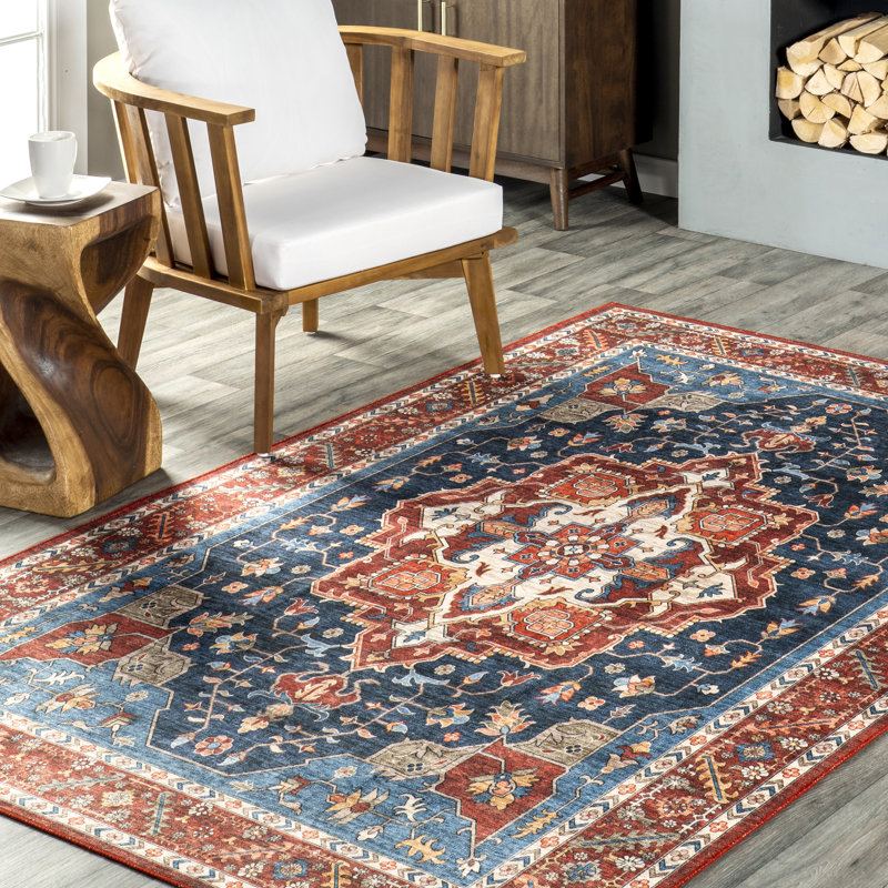 Tapis Hera Medallion SplashGuard lavable à la machine, Tapis de couloir 2 pi 6 po x 8 pi