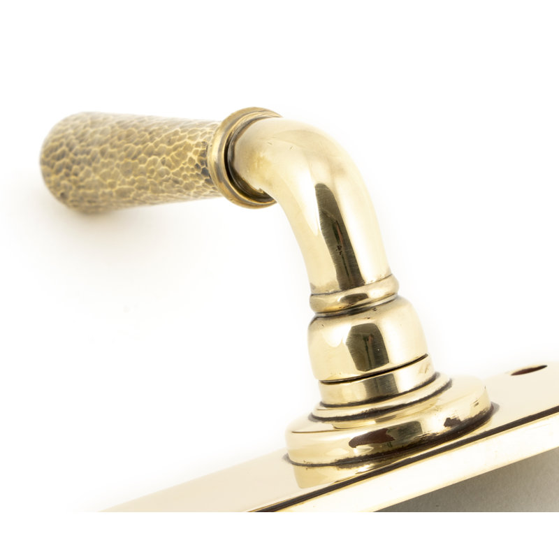 Hammered Newbury Lever Latch Set, Aged Brass