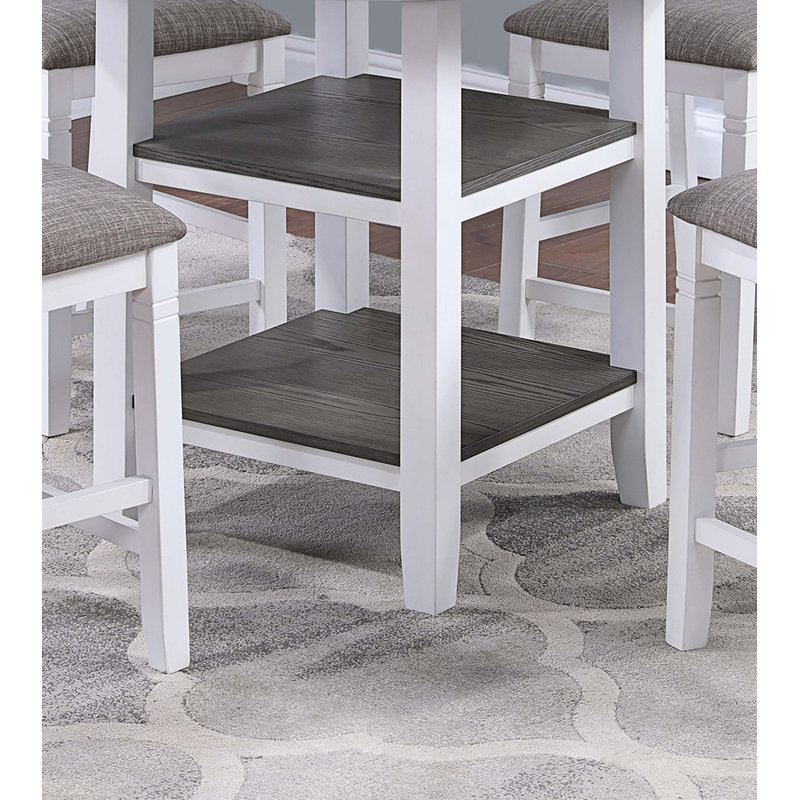 Ensemble de salle à manger rond Tresvon, White, Blanc / gris