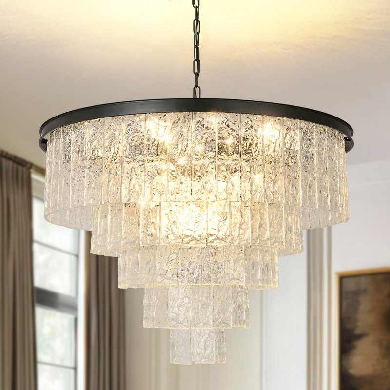 Lustre unique à couches multiples, H 23 po x l 31 po x P 23 po, 5 étages, 15 lumières