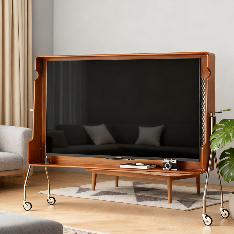 Meuble télé Mid-Century moderne, H 54,3 po x L 62 po x l 17,3 po