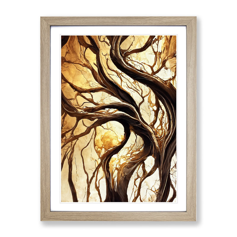 Abstract Autumn Tree No.3 - Framed Print, 46cm H x 34cm W, Oak