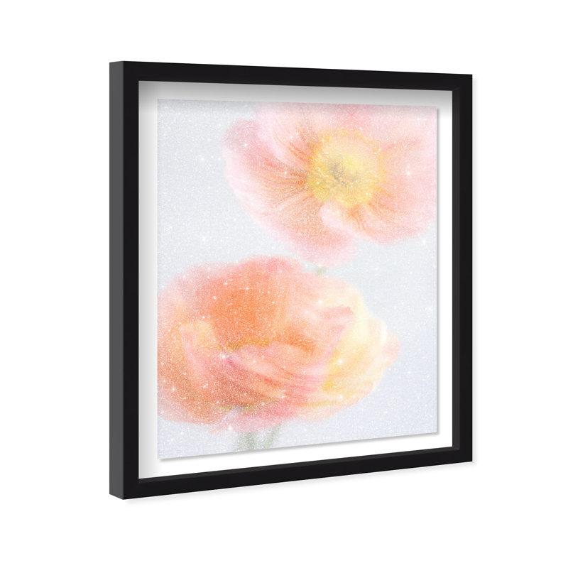 Hazy Camelias Print by Oliver Gal, 17.5"H x 21.5"W, Black Shadowbox