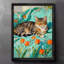Art mural rétro noir encadré de chat-185994538