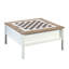 Table de jeu carrée blanche à double usage avec plateau amovible, jeu d'échecs, rangement caché, décor chêne, assemblage facile, 38,19 pouces par 19,48