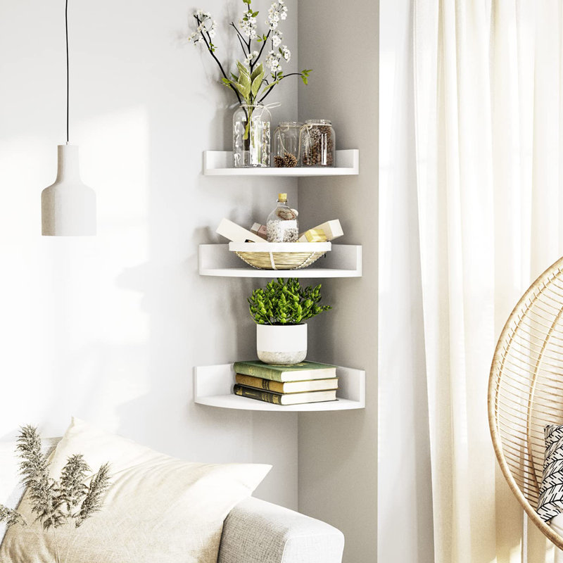 Corner Shelf Wall Mount, White