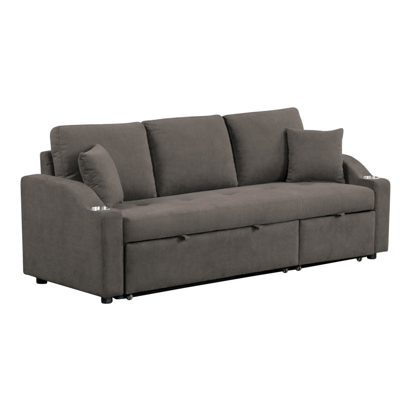 Canapé-lit modulaire avec porte-gobelets Nyric, Polyester gris
