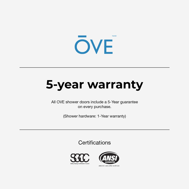 Ove Decors Stanford 48 In. W X 74 In. H Sliding Clear Straight Alcove Shower Door, Black