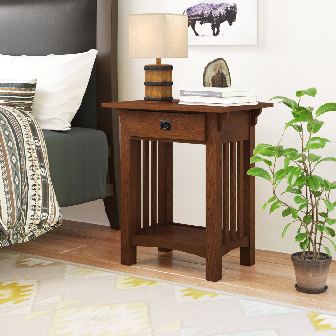 Mission Solid + Manufactured Wood Side Table Loon Peak® 