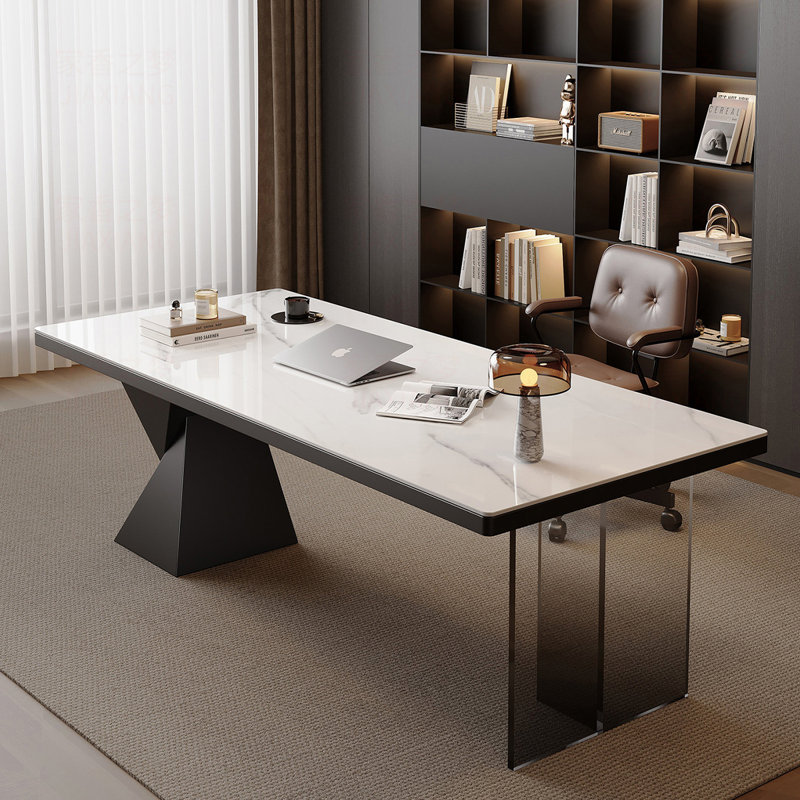 Bureau rectangulaire blanc luxueux et haut de gamme de 94,49 po, H 29,53 po x l 94,49 po x P 35,43 po