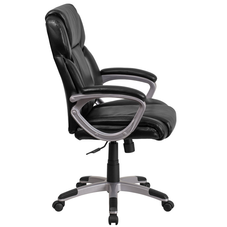 Kalman Mid-Back LeatherSoft Executive Swivel Office Chair with Padded Arms Upper Square Upholstery Color: Black