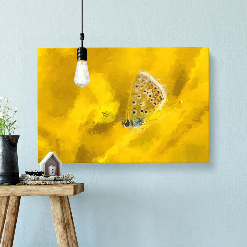 Yellow Butterfly in Abstract - Wrapped Canvas, 35cm H x 50cm W x 3cm D
