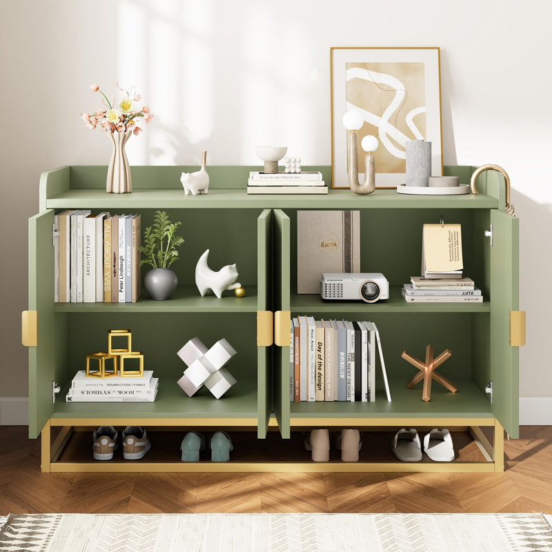 47.2"Fluted Sideboard with Storage Cabinet,Modern Kitchen Sideboard with Adjustable Shelves,Media Console Buffet Cabinet