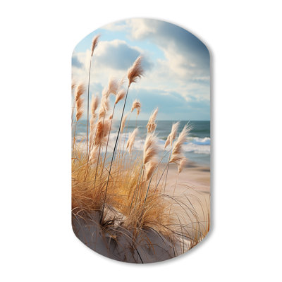 Marable Beach Photo Coastal Harmony I - Cylinder Coastal Beach, reproduction d'art murale en métal asymétrique