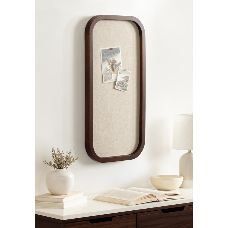 Panneau rectangulaire arrondi en bois, Bois brun foncé